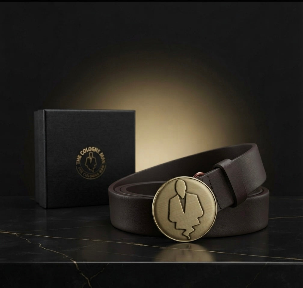 The Cologne Man Reversible Gold Logo Belt