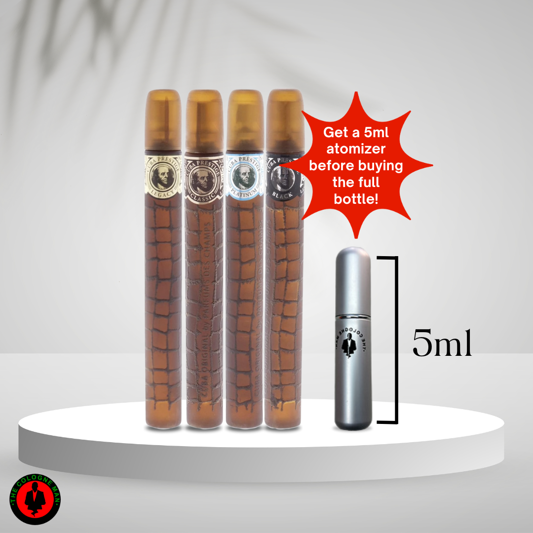 Cuba Prestige 4pc Set For Men Classic, Black, Platinum, Legacy 1.17 Oz Authentic Sealed