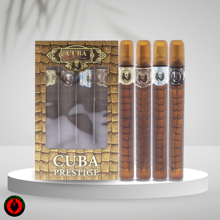 Cuba Prestige 4pc Set For Men Classic, Black, Platinum, Legacy 1.17 Oz Authentic Sealed