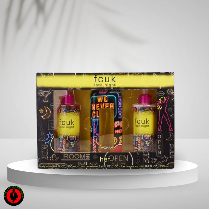 Fcuk Late Night 3pc Set For Women Edt Sp 3.4, Bl 8.4, Bm 8.4 Oz Authentic Sealed (2)